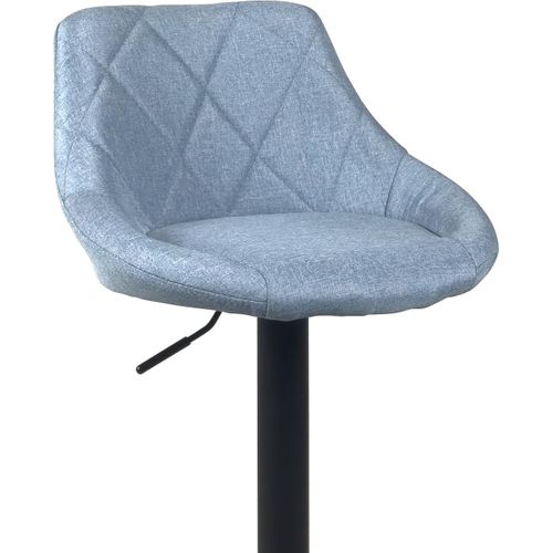 Lot 2 Chaises De Bar, Tissu Rembourré Matelassé , Pivotant, Hauteur Réglable Pied Noir Luti (bleu)