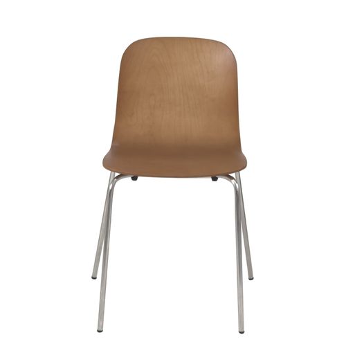 Lot 4 Chaises De Cuisine Design Retro Siège Bois Pieds Chrome Rio (bois Foncé)