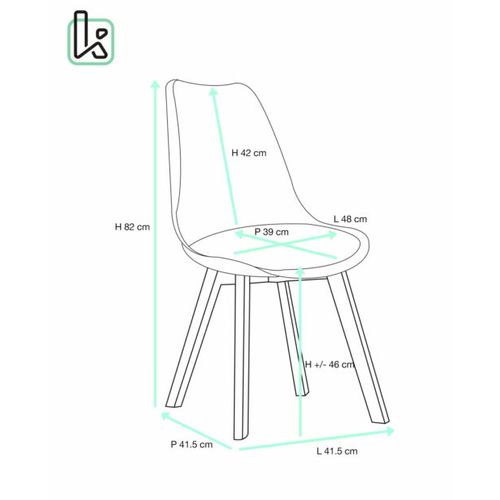 Lot 2 Chaises Scandinaves Large Siège Coussin Simili Pieds Bois Hêtre Lao (blanc Gris)