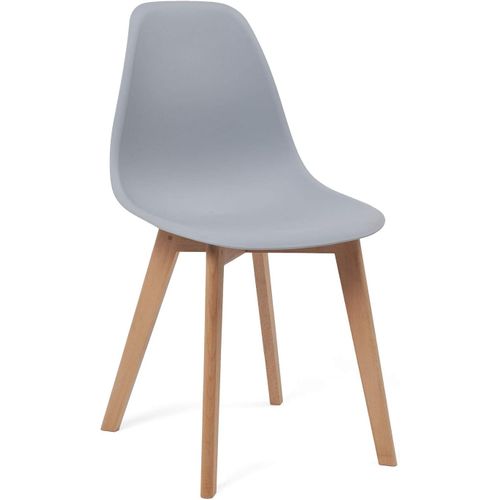 Lot 4 Chaises De Cuisine Scandinaves Siège Plastique Souple Pieds Bois Nao (gris)