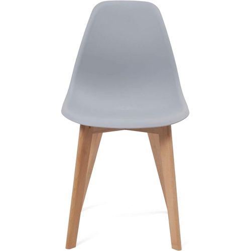 Lot 4 Chaises De Cuisine Scandinaves Siège Plastique Souple Pieds Bois Nao (gris)