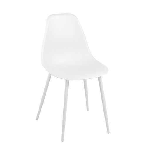 Lot 4 Chaises De Cuisine Design Siège Plastique Souple Pieds Métal Nova (blanc)