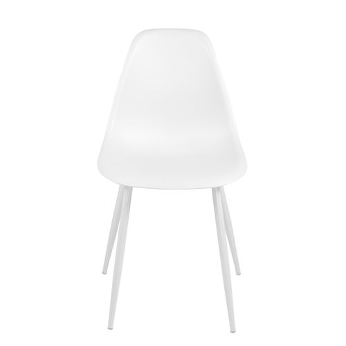 Lot 4 Chaises De Cuisine Design Siège Plastique Souple Pieds Métal Nova (blanc)