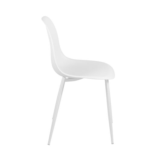 Lot 4 Chaises De Cuisine Design Siège Plastique Souple Pieds Métal Nova (blanc)