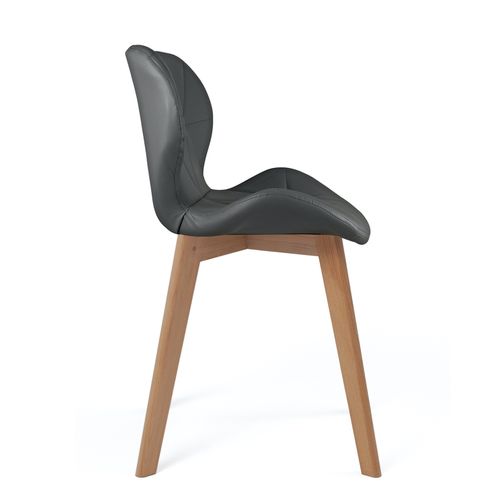 Lot 2 Chaises Scandinaves Simili Matelassé Rembourré Pieds Bois Clair Fati (gris)