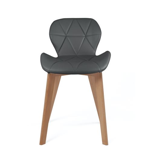 Lot 2 Chaises Scandinaves Simili Matelassé Rembourré Pieds Bois Clair Fati (gris)