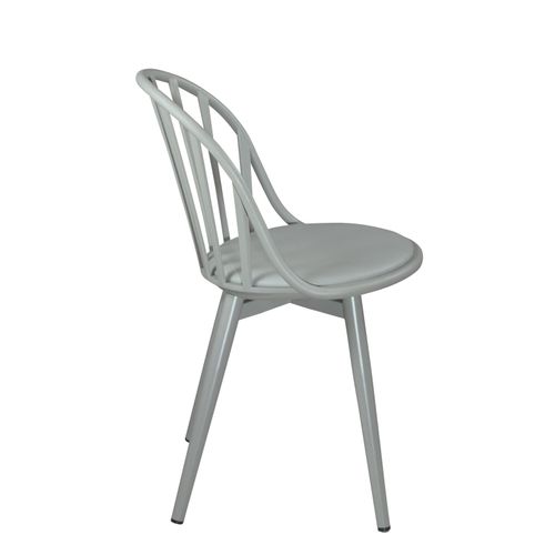 Lot 2 Chaises De Cuisine à Barreaux Coussin Simili Pieds Métal Bold (gris)