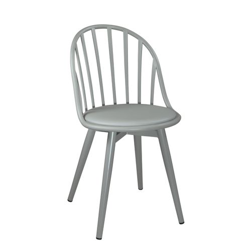 Lot 2 Chaises De Cuisine à Barreaux Coussin Simili Pieds Métal Bold (gris)