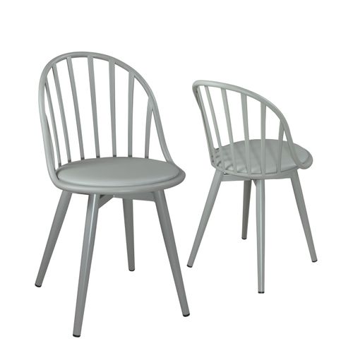 Lot 2 Chaises De Cuisine à Barreaux Coussin Simili Pieds Métal Bold (gris)