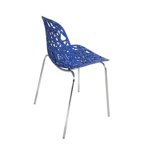 Lot 4 Chaises De Cuisine Design Siège Dentelle Nid D'abeille Pieds Chrome Iko (bleu)