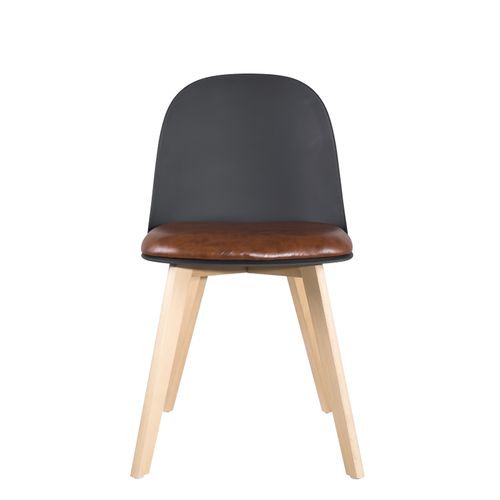 Lot 2 Chaises De Cuisine Scandinaves Pieds Bois Clair Coussin Simili Rembourré Ufi (noir-marron)