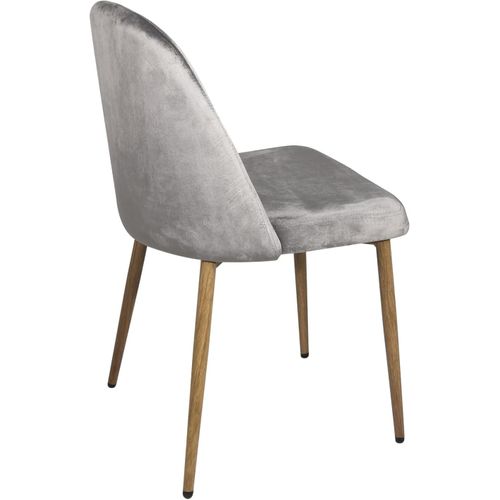 Lot 2 Chaises Salon Salle à Manger Velours Rembourré Pieds Métal Ton Bois Clair Dima (gris)