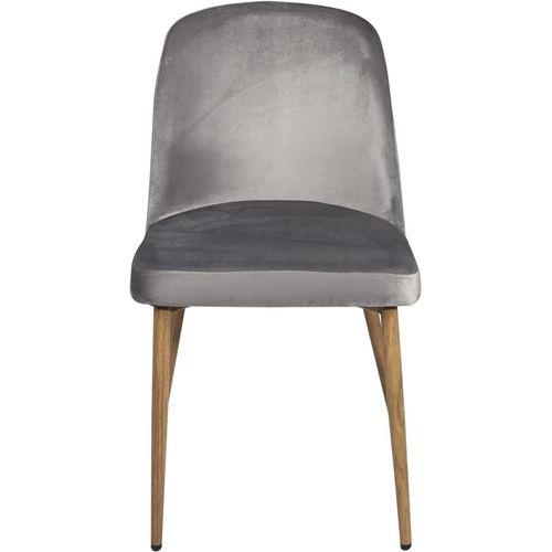 Lot 2 Chaises Salon Salle à Manger Velours Rembourré Pieds Métal Ton Bois Clair Dima (gris)