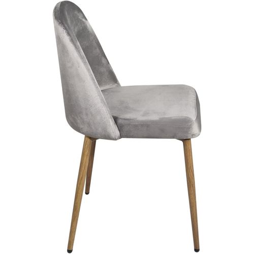 Lot 2 Chaises Salon Salle à Manger Velours Rembourré Pieds Métal Ton Bois Clair Dima (gris)