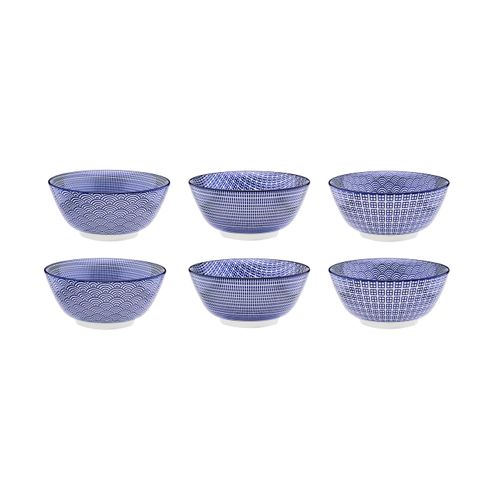 Lot De 6 Bols Moyens En Porcelaine Bleu D15