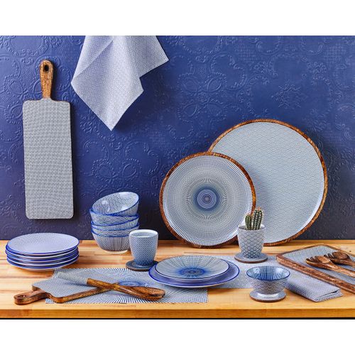 Lot De 6 Bols Moyens En Porcelaine Bleu D15