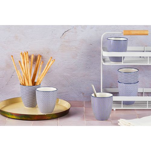 Lot De 6 Mugs En Porcelaine Bleu 30cl