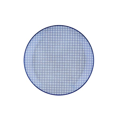 Lot De 6 Assiettes Plates En Porcelaine Bleu D26