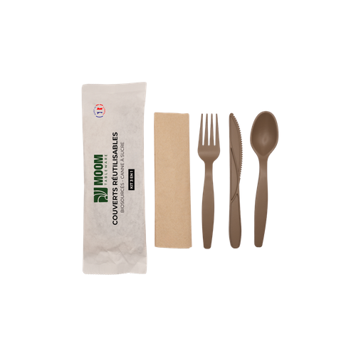 Kit Couverts 4 En 1 Eco-conçu Et Réutilisable - Carton De 150 Unités -