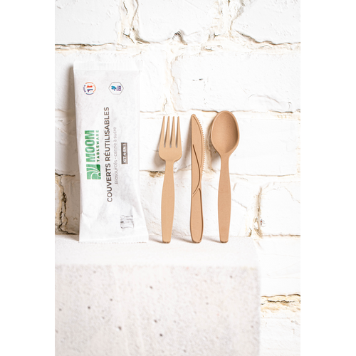 Kit Couverts 4 En 1 Eco-conçu Et Réutilisable - Carton De 150 Unités -