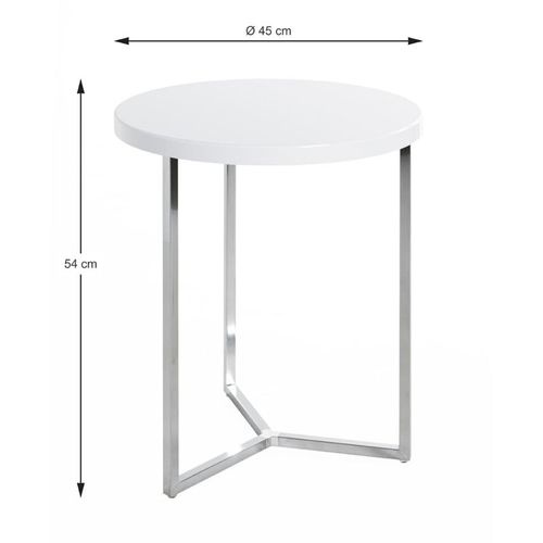 Table D'appoint "lucinda" 54cm Blanc et Chromé