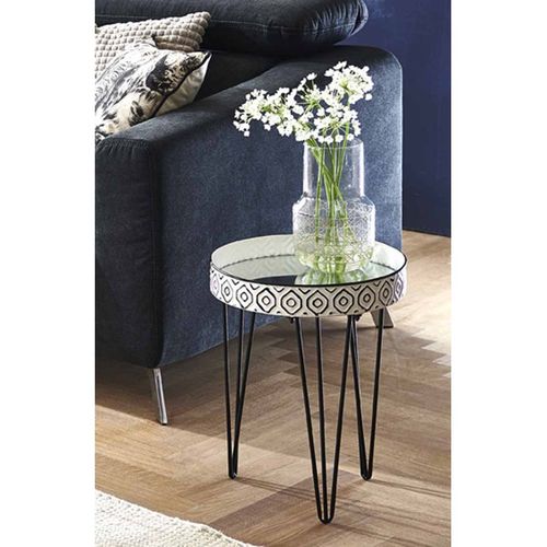 Table D'appoint Déco "holy" 46cm Noir et Blanc