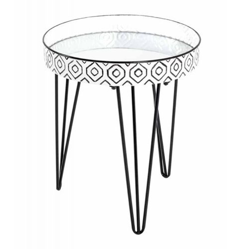 Table D'appoint Déco "holy" 46cm Noir et Blanc