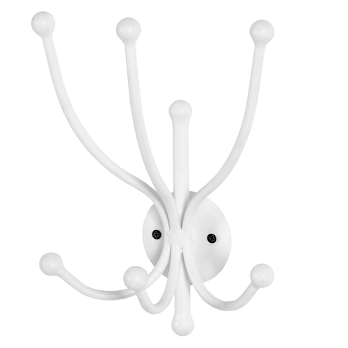 Porte-manteau Mural Design Métal Blanc 6 Crochets Colt