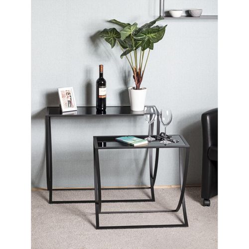 Lot De 2 Tables D'appoint "anico" 80cm Noir Laqué