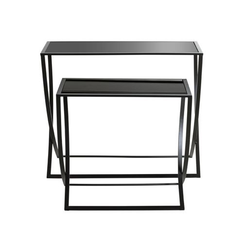 Lot De 2 Tables D'appoint "anico" 80cm Noir Laqué