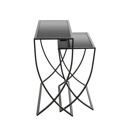 Lot De 2 Tables D'appoint "anico" 80cm Noir Laqué