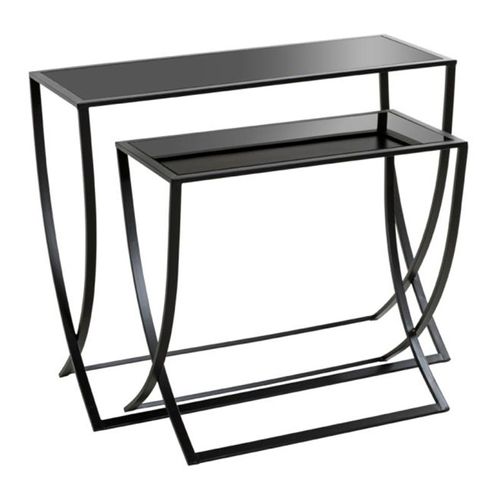 Lot De 2 Tables D'appoint "anico" 80cm Noir Laqué