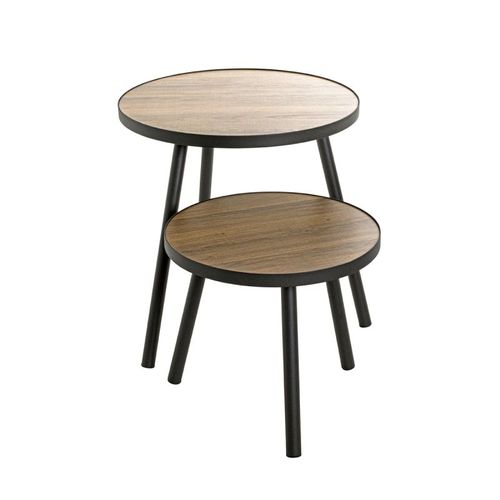 Table D'appoint Design "qanaq" 52cm Noir et Chêne
