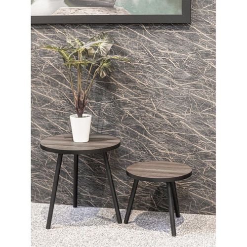 Table D'appoint Design "qanaq" 52cm Noir et Chêne