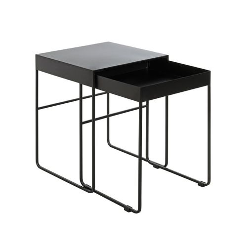 Lot De 2 Tables D'appoint Design "lirola" 54cm Noir