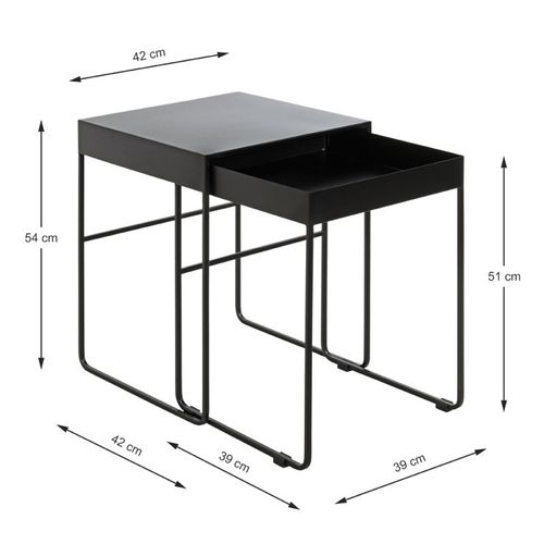 Lot De 2 Tables D'appoint Design "lirola" 54cm Noir