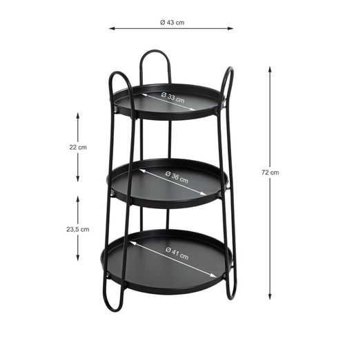 Table D'appoint 3 Niveaux Déco "regina" 72cm Noir
