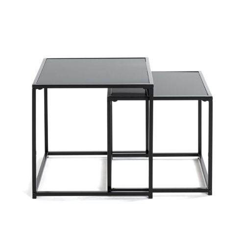 Lot De 2 Tables D'appoint "cromano" 40cm Noir