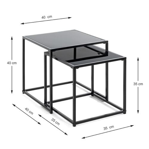 Lot De 2 Tables D'appoint "cromano" 40cm Noir