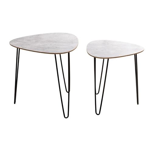 Lot De 2 Tables D'appoint "lamy" 48cm Noir et Béton