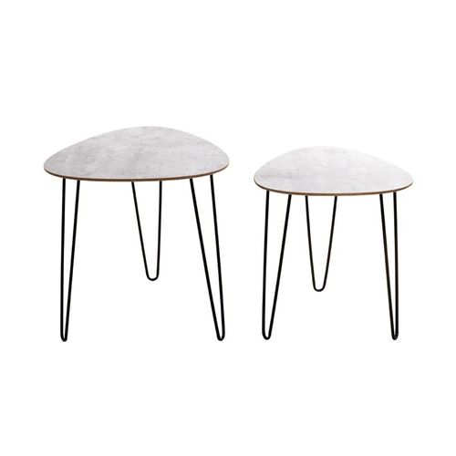 Lot De 2 Tables D'appoint "lamy" 48cm Noir et Béton