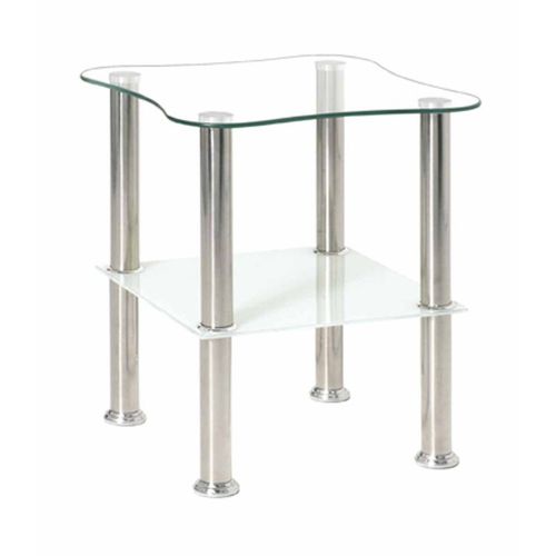 Table D'appoint En Verre "henia" 47cm Blanc