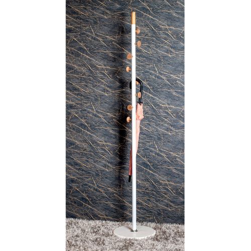 Porte Manteau En Marbre, Bois Et Métal Blanc - H178 Cm