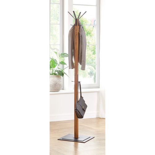 Porte Manteau En Chêne Et Métal Noir - H180 Cm
