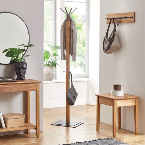 Porte Manteau En Chêne Et Métal Noir - H180 Cm