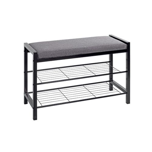 Banc En Métal Noir Avec Tissu Gris - L75 Cm