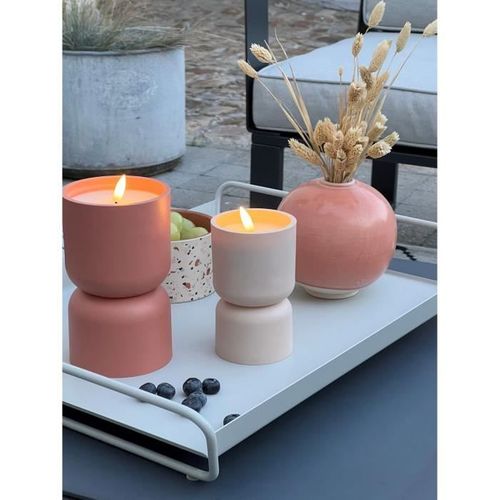 Lampe De Table D'extérieur - Lovere - Forme Bougie - Plastique - 3 W - Beige Et Brun Clair