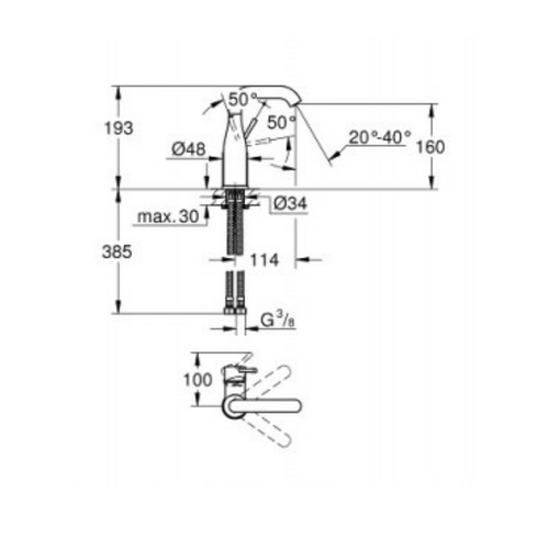 Mitigeur Lavabo Essence Grohe M Sans Tirette