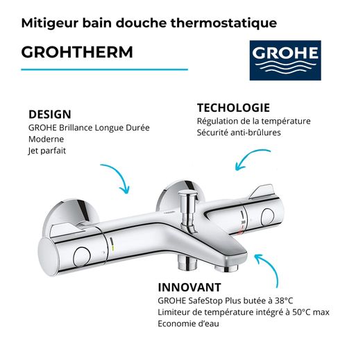 Grohe Mitigeur Thermostatique Bain Douche Grohtherm 800