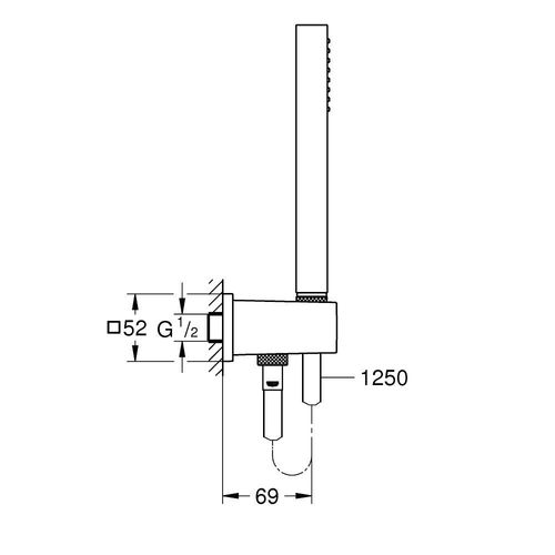 Pommeau De Douche Grohe Euphoria Cube Stick Avec Flexible + Support + Coude De Sortie